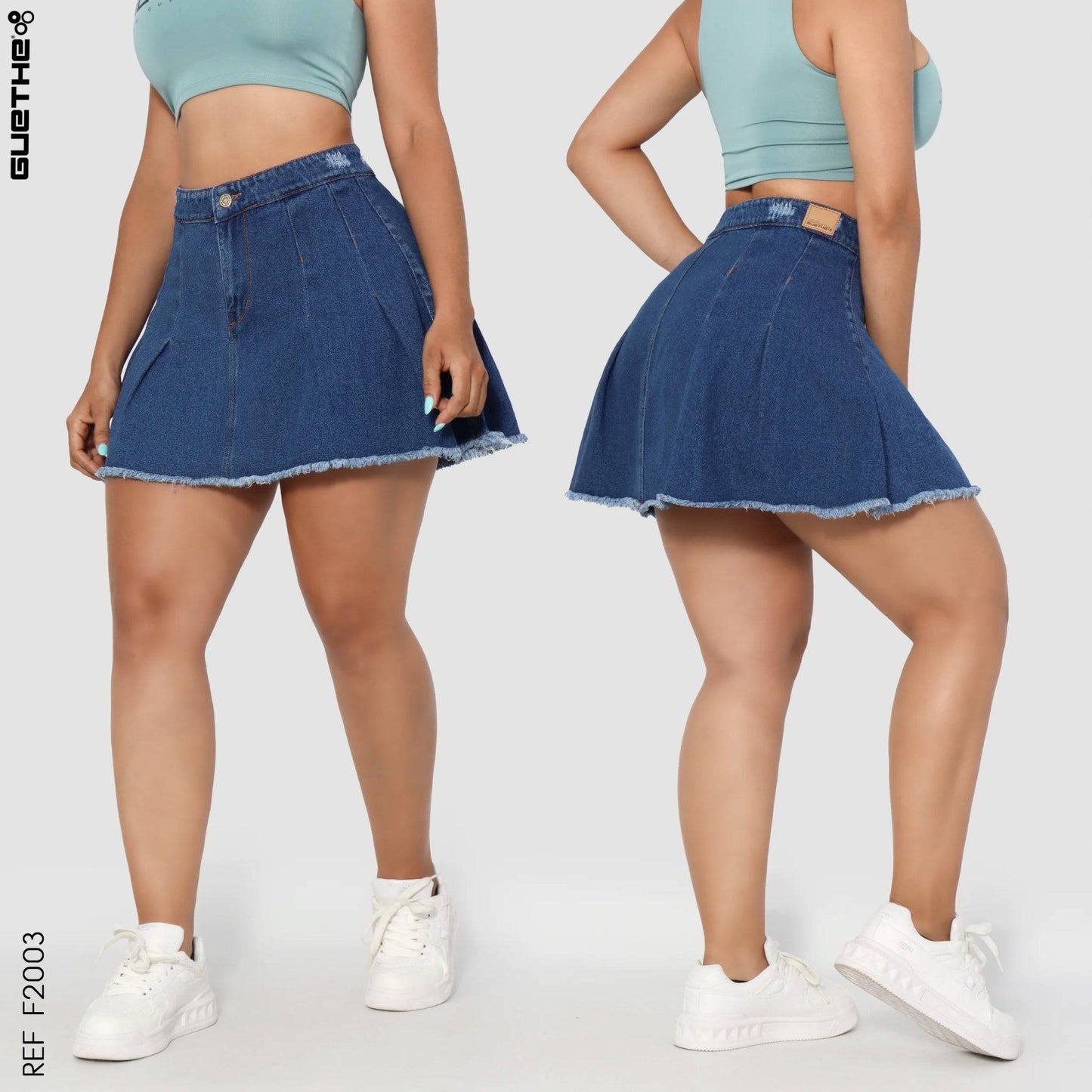 Falda Pliegues Rígida F2003 - Guethe08 | Fábrica de Jeans