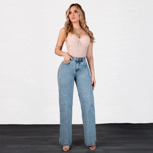 Jeans Bota Recta Strech Mujer L6064 - Jeans Colombianos GUETHE08