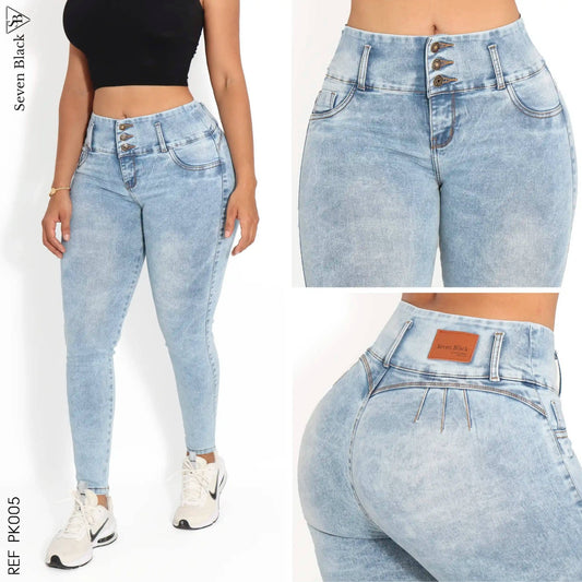 Jeans Mujer Pretina Ancha Froster Claro PK005 - Guethe08 | Fábrica de Jeans