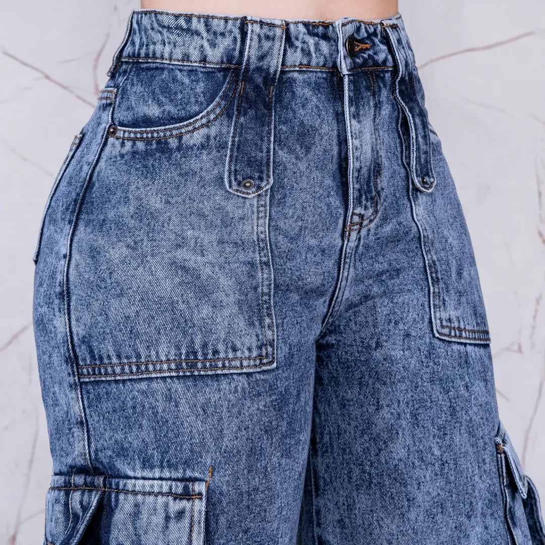 Jeans Palazzo Cargo Rígido Mujer R5031 - Guethe08 | Fábrica de Jeans
