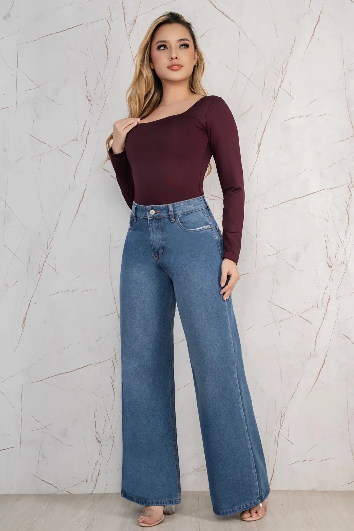 Jeans Palazzo Rígido Mujer con Mariposas R5039 - Guethe08 | Fábrica de Jeans