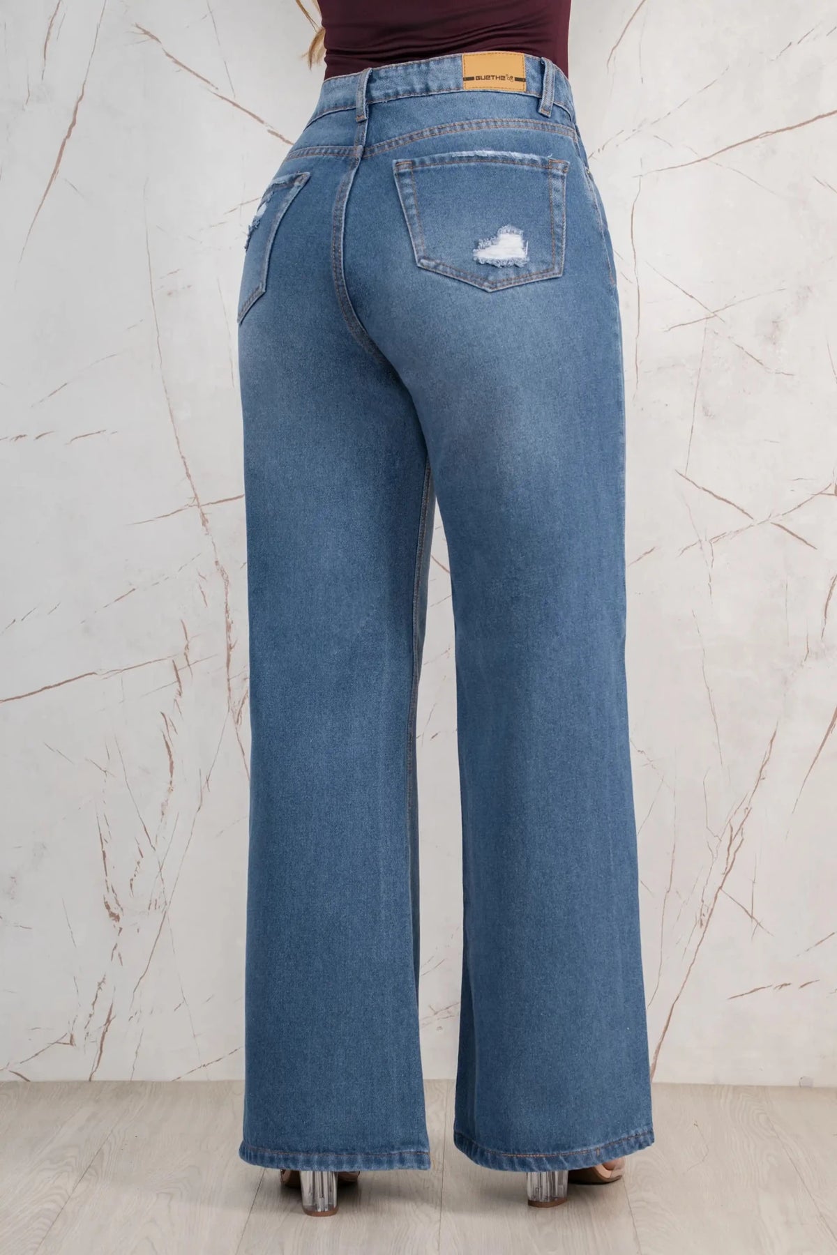 Jeans Palazzo Rígido Mujer con Mariposas R5039 - Guethe08 | Fábrica de Jeans
