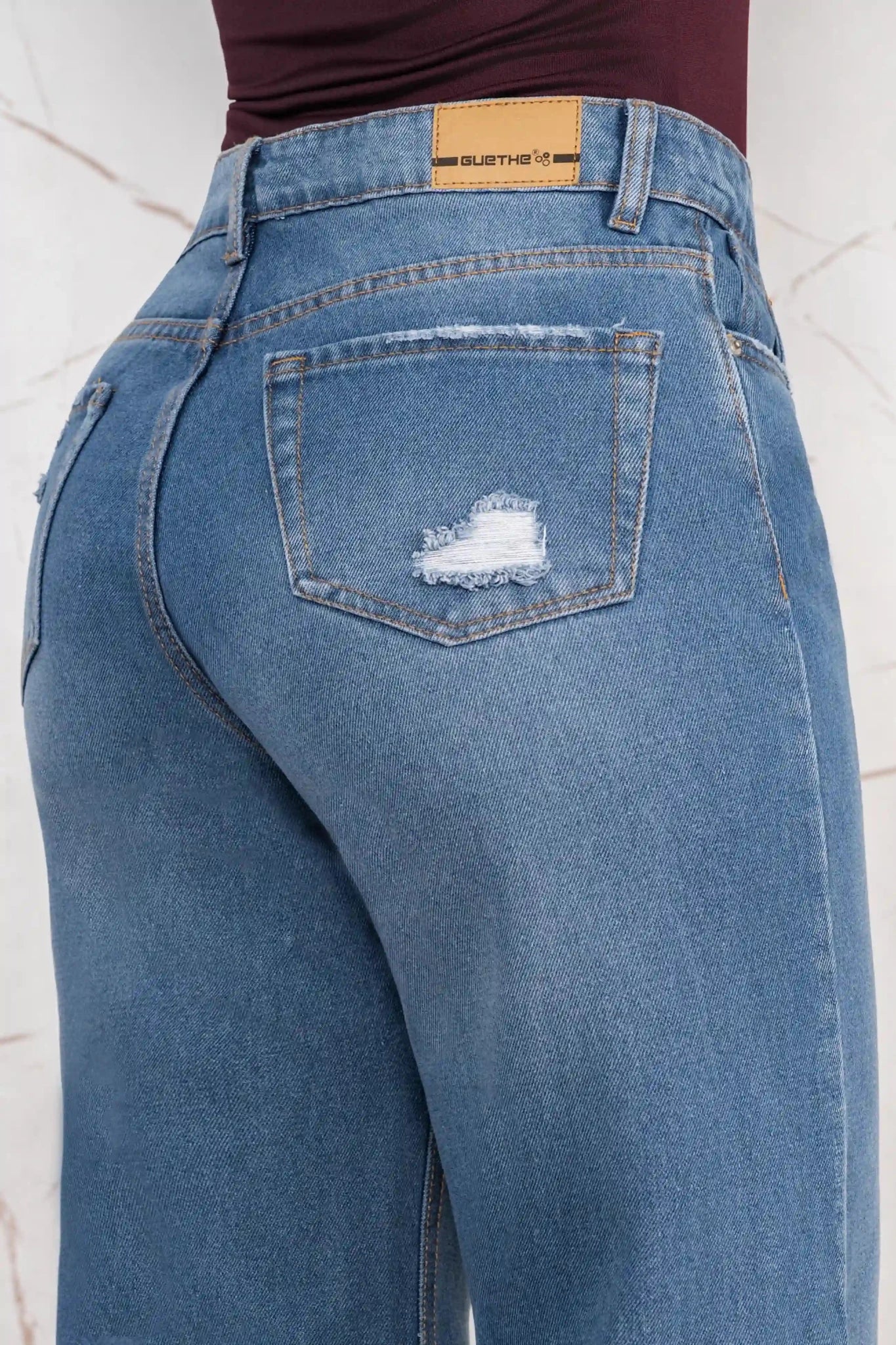 Jeans Palazzo Rígido Mujer con Mariposas R5039 - Guethe08 | Fábrica de Jeans