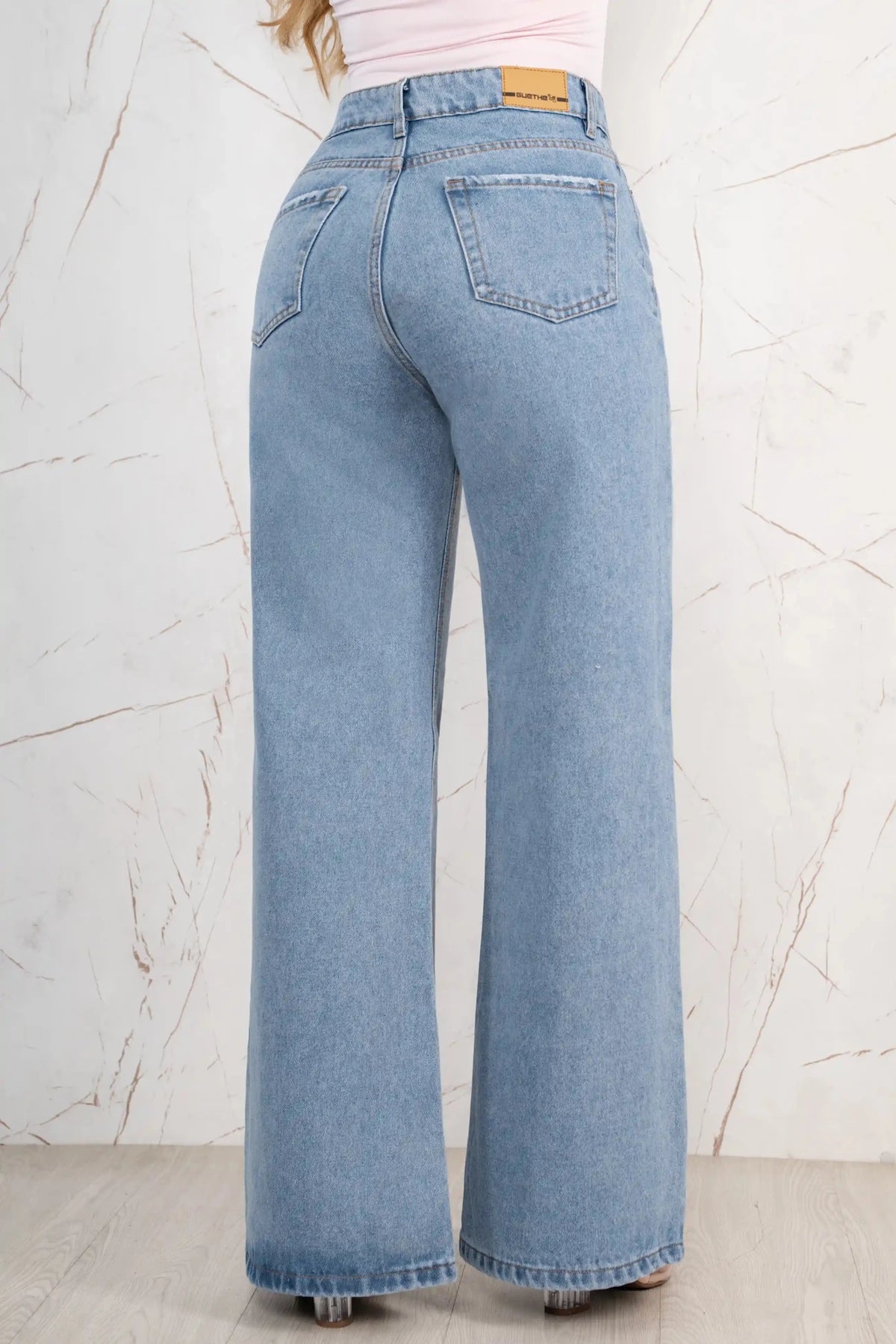 Jeans Palazzo Rígido Mujer con Mariposas R5041 - Guethe08 | Fábrica de Jeans