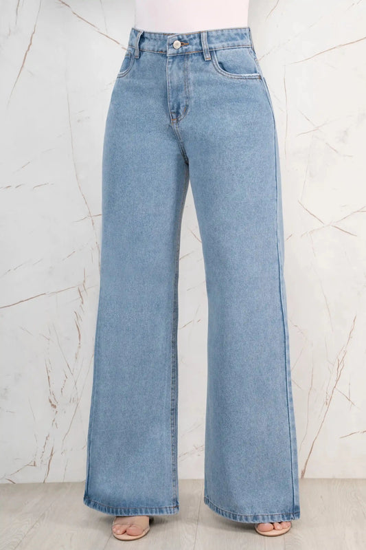 Jeans Palazzo Rígido Mujer con Mariposas R5041 - Guethe08 | Fábrica de Jeans