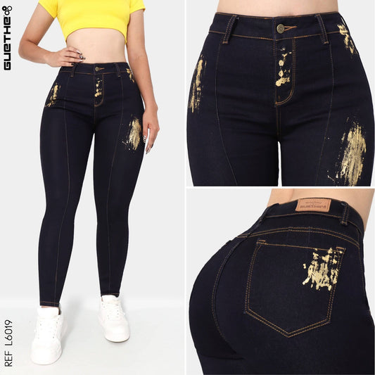 Jeans Push Up Mujer Dorado L6019 - Guethe08 | Fábrica de Jeans