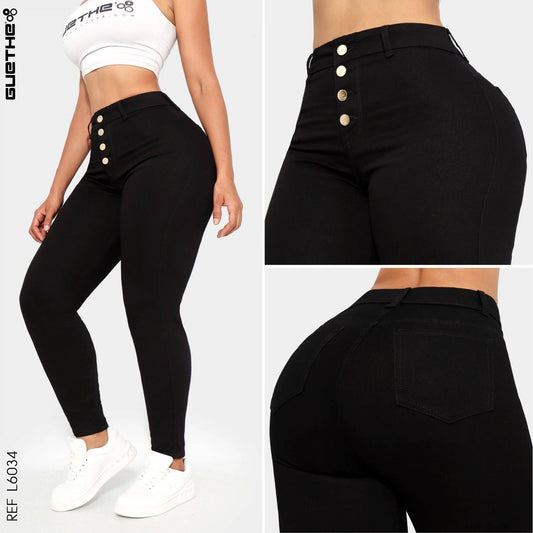 Jeans Skinny Negro Push Up Tiro Alto L6034 - Guethe08 | Fábrica de Jeans
