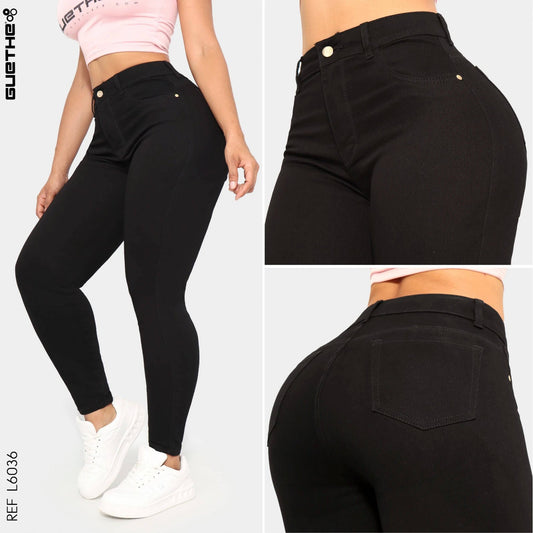Jeans Skinny Negro Push Up Tiro Alto L6036 - Guethe08 | Fábrica de Jeans