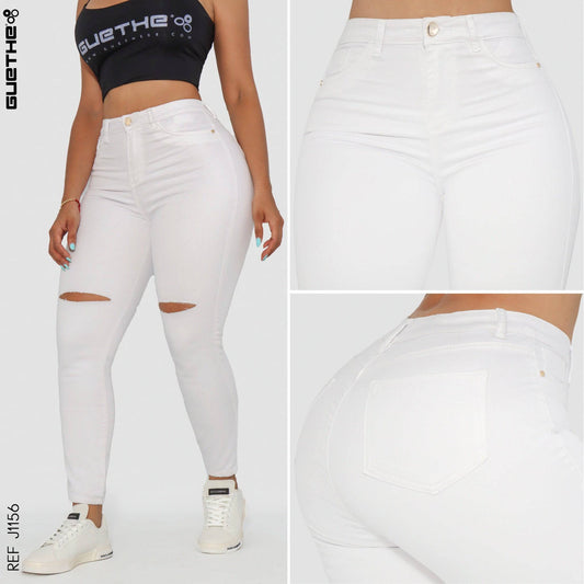 Jeans Skinny Tiro Alto Blanco J1156 - Guethe08 | Fábrica de Jeans