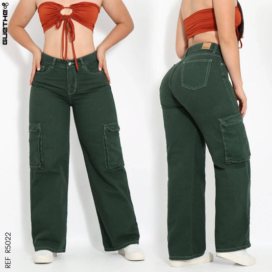 Pantalón Cargo Rígido Verde Oliva R5022 - Guethe08 | Fábrica de Jeans