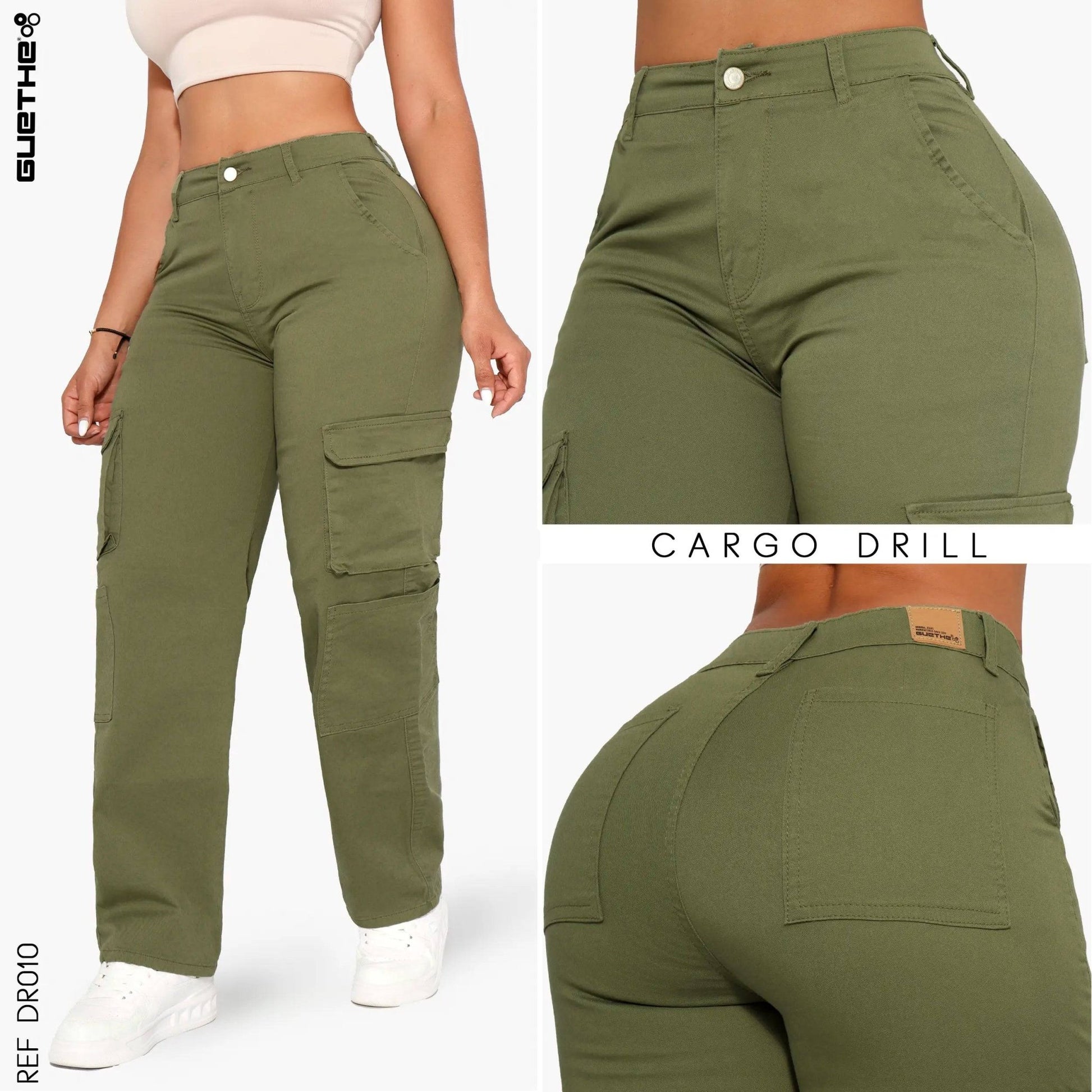 Pantalón Drill Cargo Verde Oliva DR010 - Guethe08 | Fábrica de Jeans