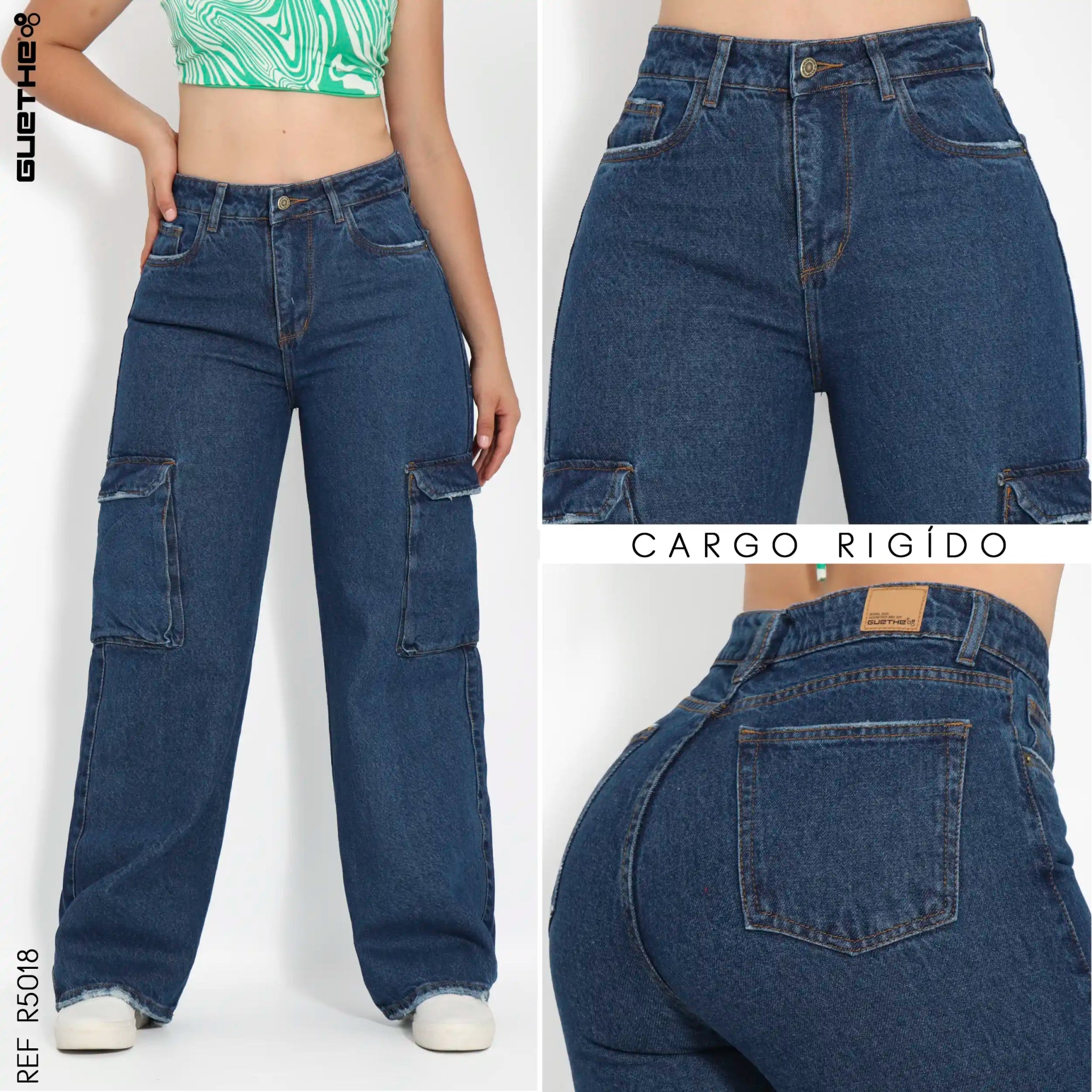 Jeans Cargo Rígido Mujer R5018