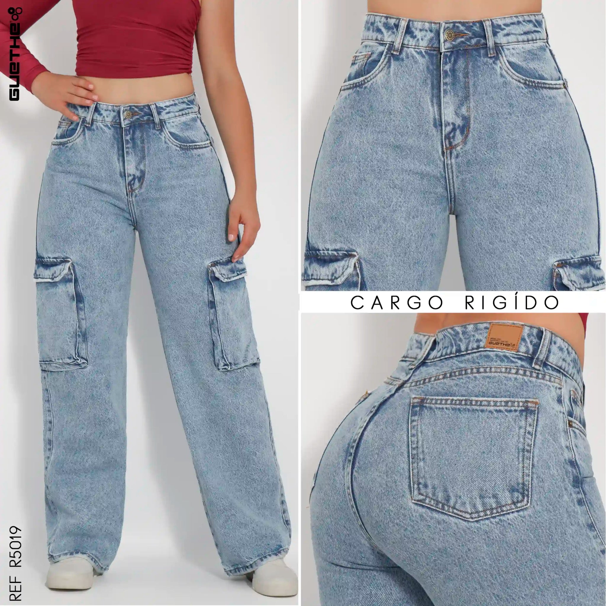 Jeans Cargo Rígido Mujer R5019