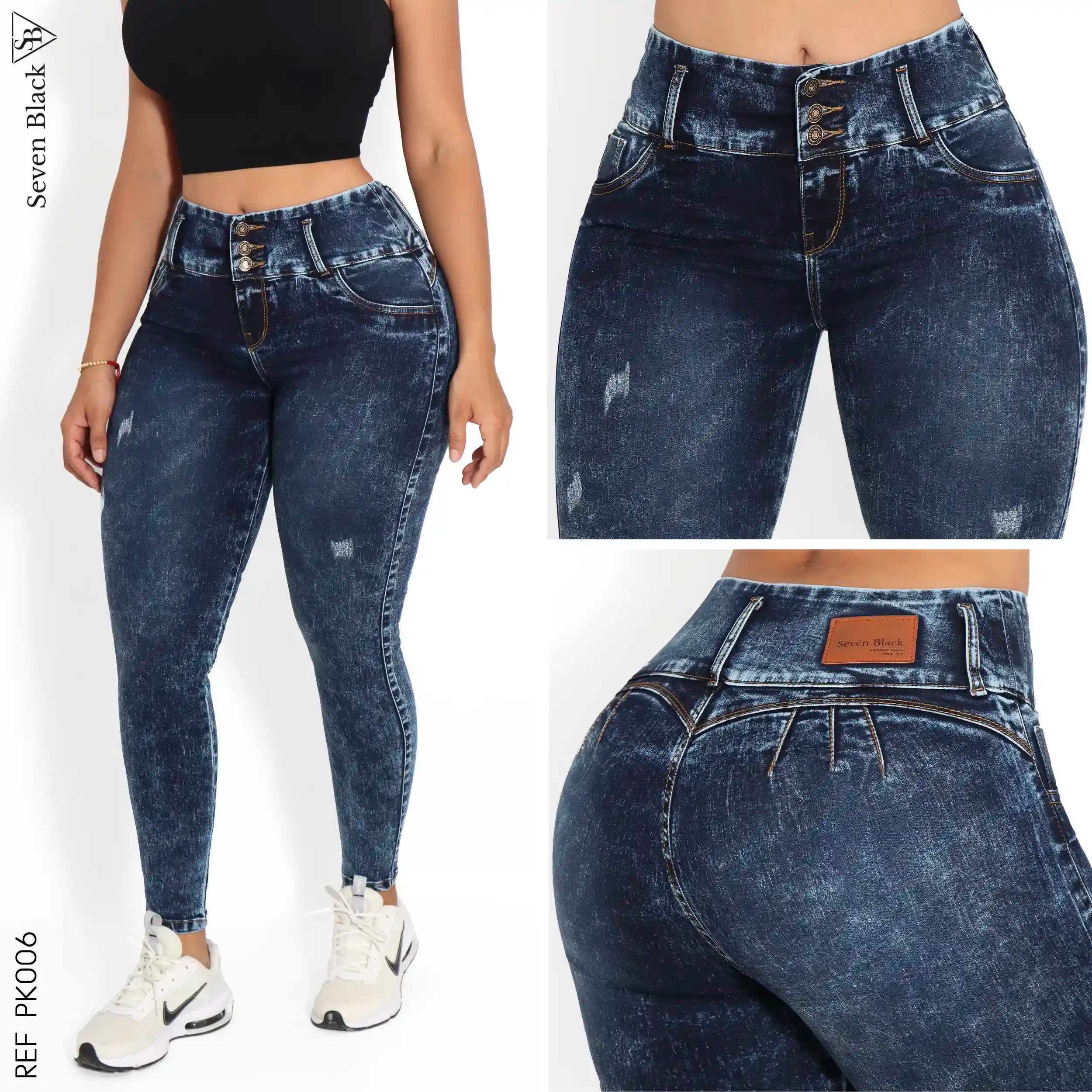 Jeans Mujer Pretina Ancha Oscuro PK006 – Guethe08