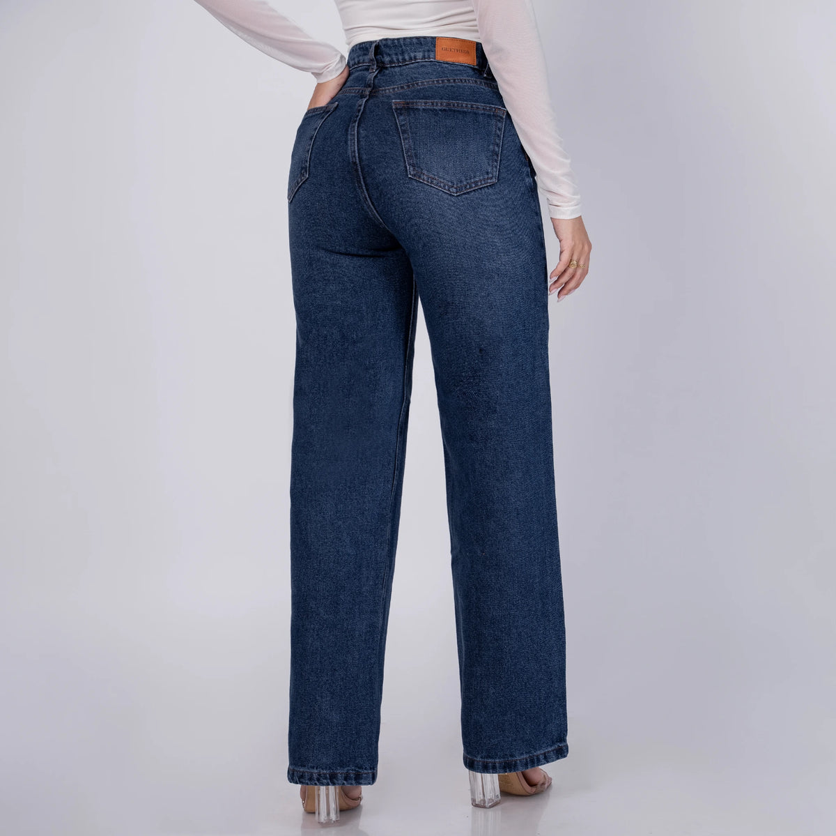 Jeans Rígido Bota Recta Mujer R5058 con Destroyer