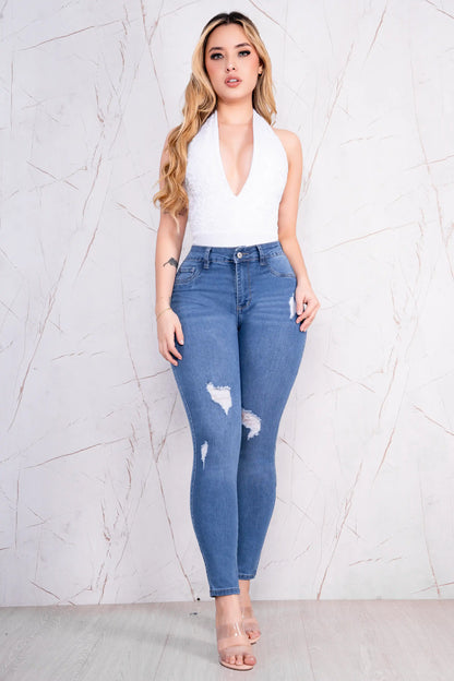 Jeans Skinny Push Up Tiro Alto L6056