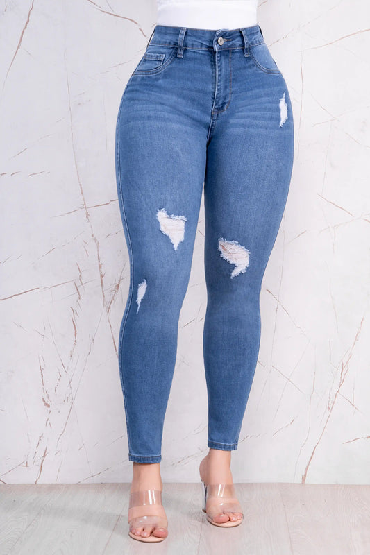 Jeans Skinny Push Up Tiro Alto L6056