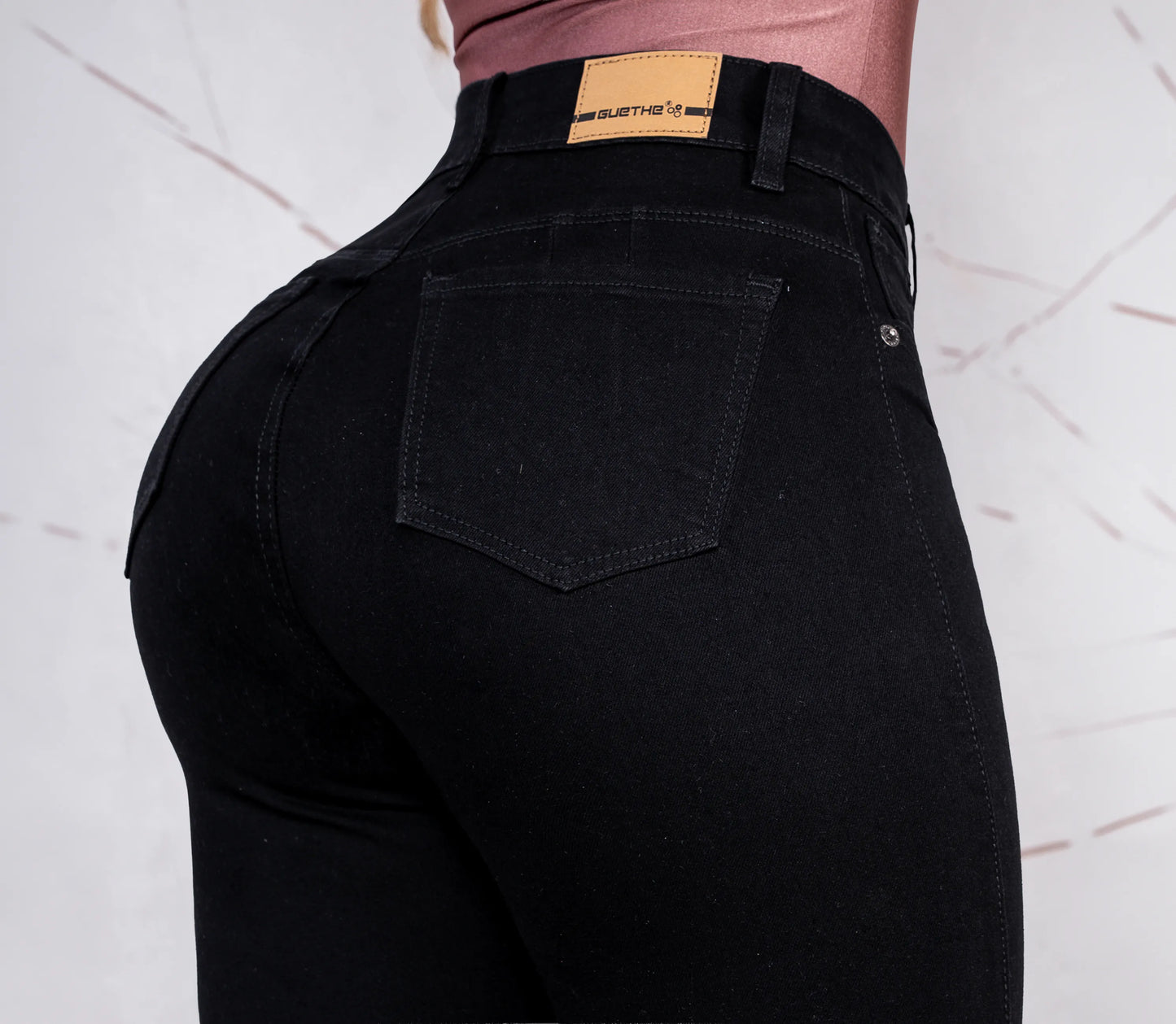 Jeans Skinny Push Up Tiro Alto Negro L6061