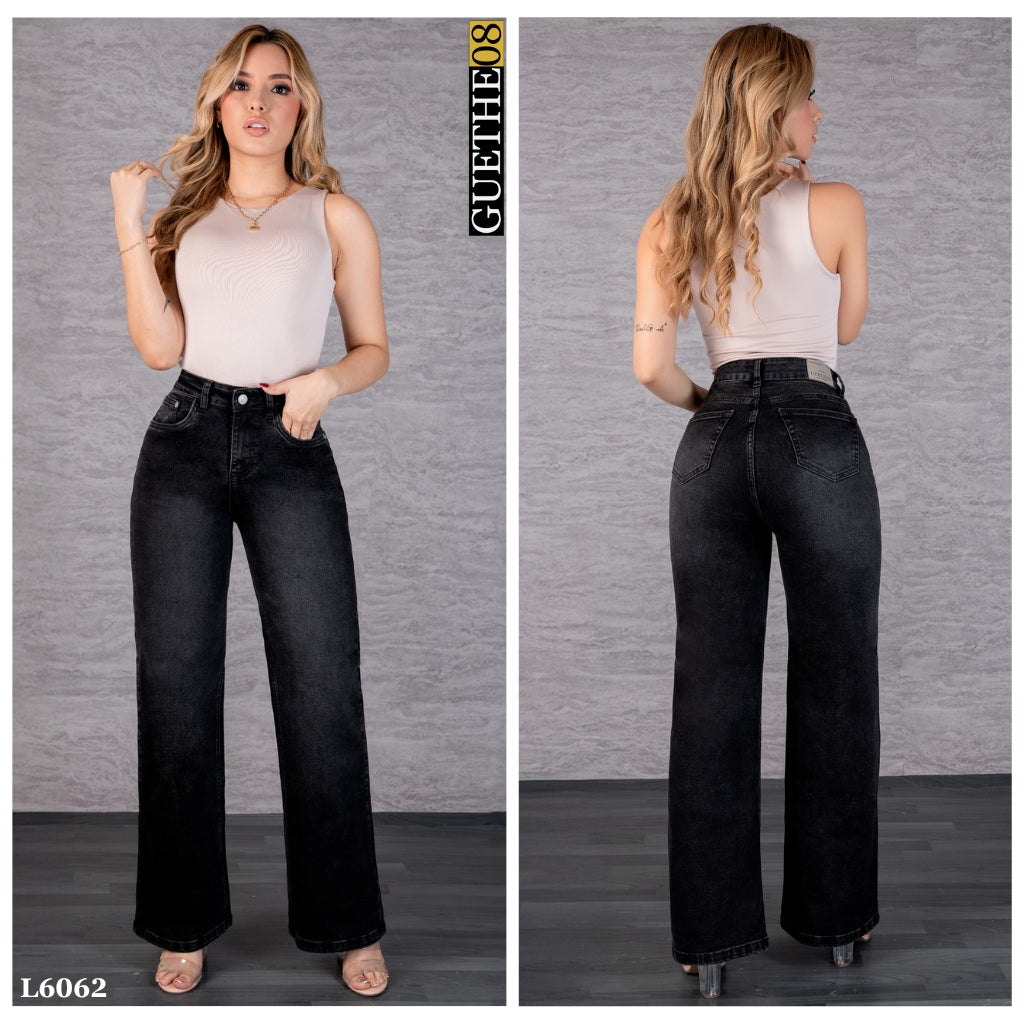 Jeans Bota Recta Strech Mujer Gris L6062