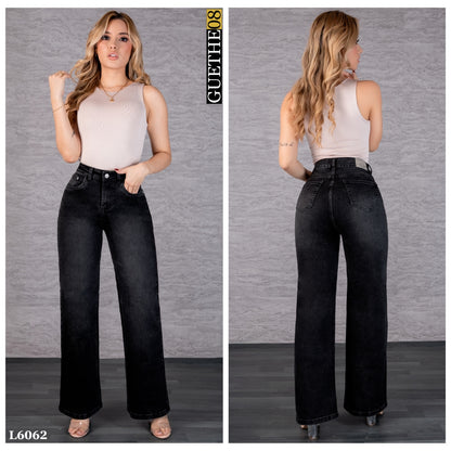 Jeans Bota Recta Strech Mujer Gris L6062