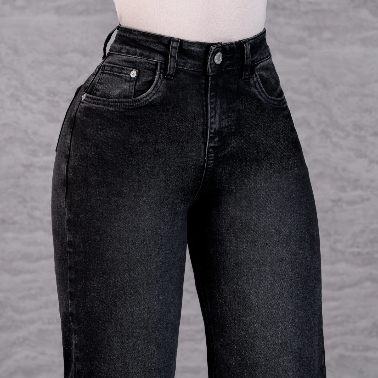 Jeans Bota Recta Strech Mujer Gris L6062
