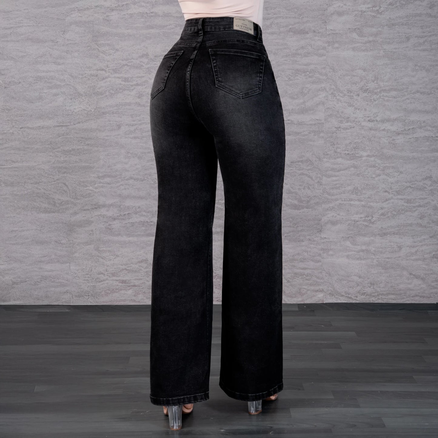 Jeans Bota Recta Strech Mujer Gris L6062