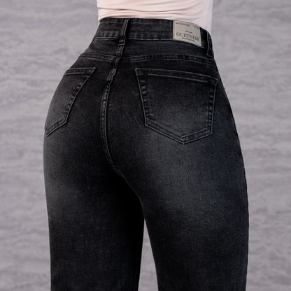 Jeans Bota Recta Strech Mujer Gris L6062