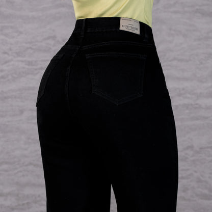 Jeans Bota Recta Strech Mujer Negro L6063