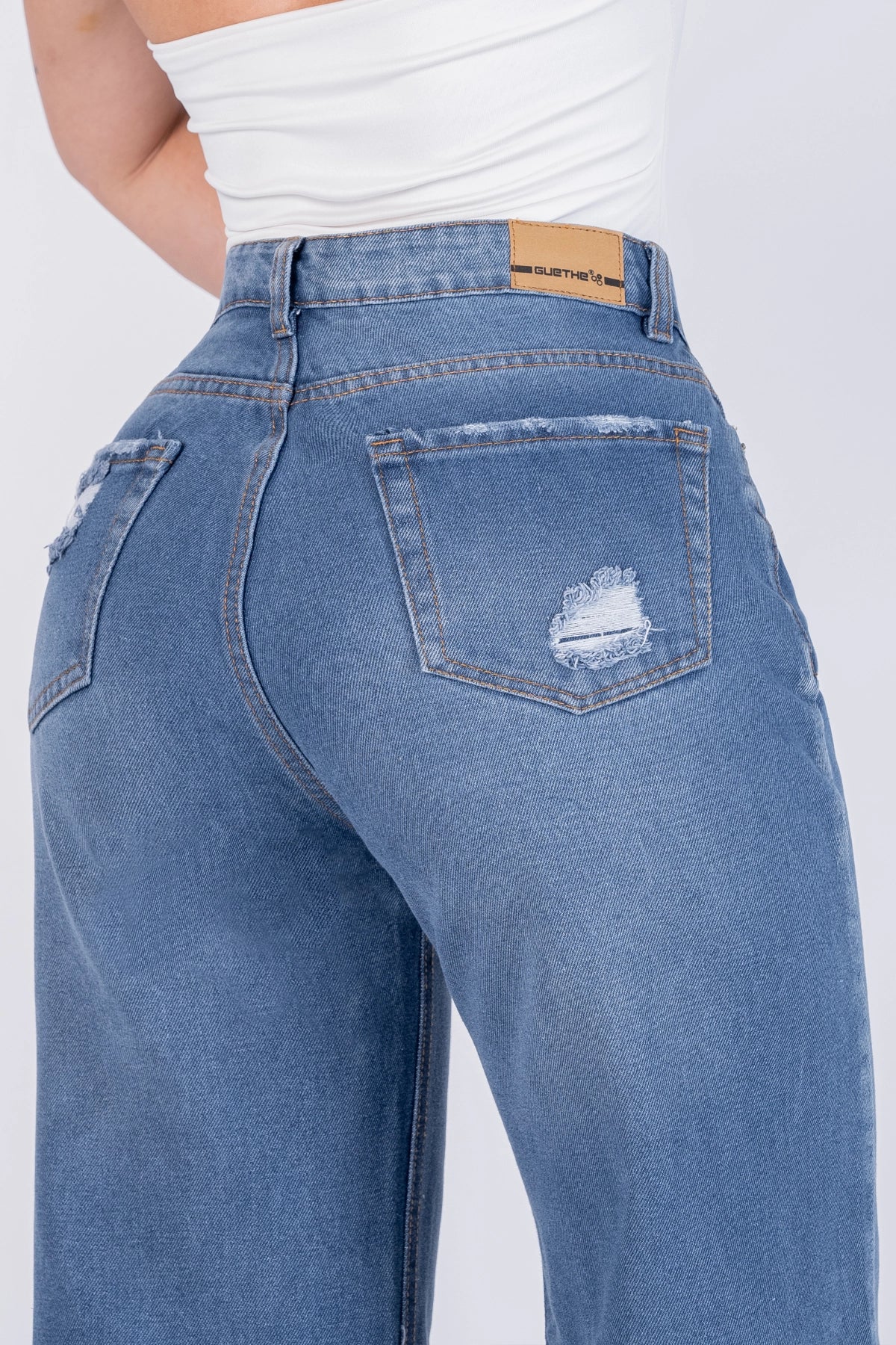Jeans Palazzo Rígido Mujer con Estampado R5039B