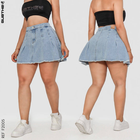 Falda Pliegues Rígida F2005 - Guethe08 | Fábrica de Jeans