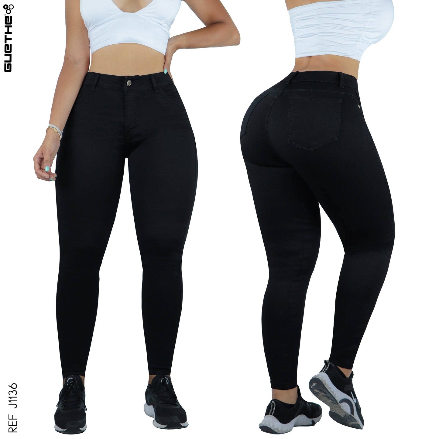 Jeans Skinny Negro Tiro Alto J1136