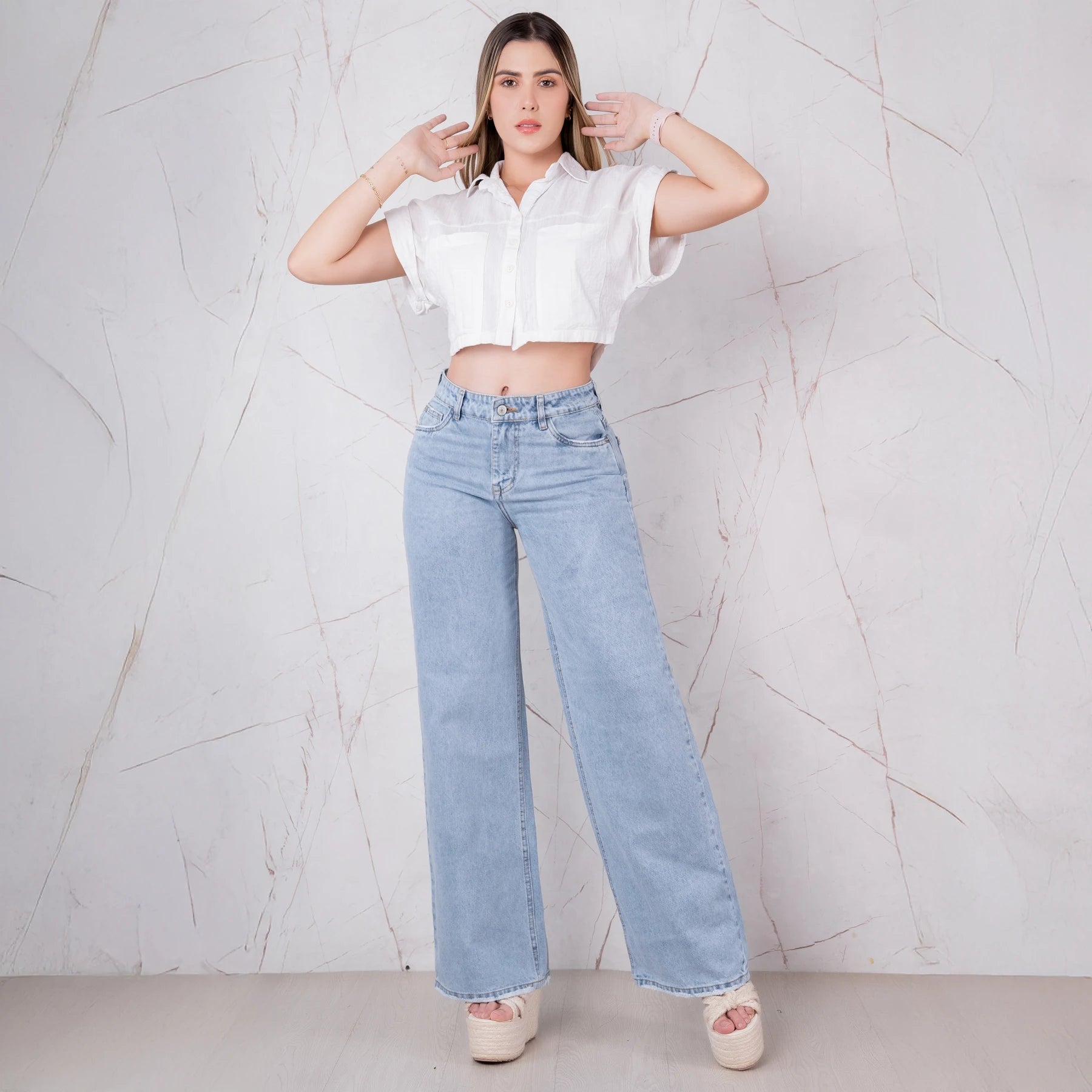 Jeans Bota Recta Rígido Mujer con cereza Bordada R5045 - Guethe08 | Fábrica de Jeans