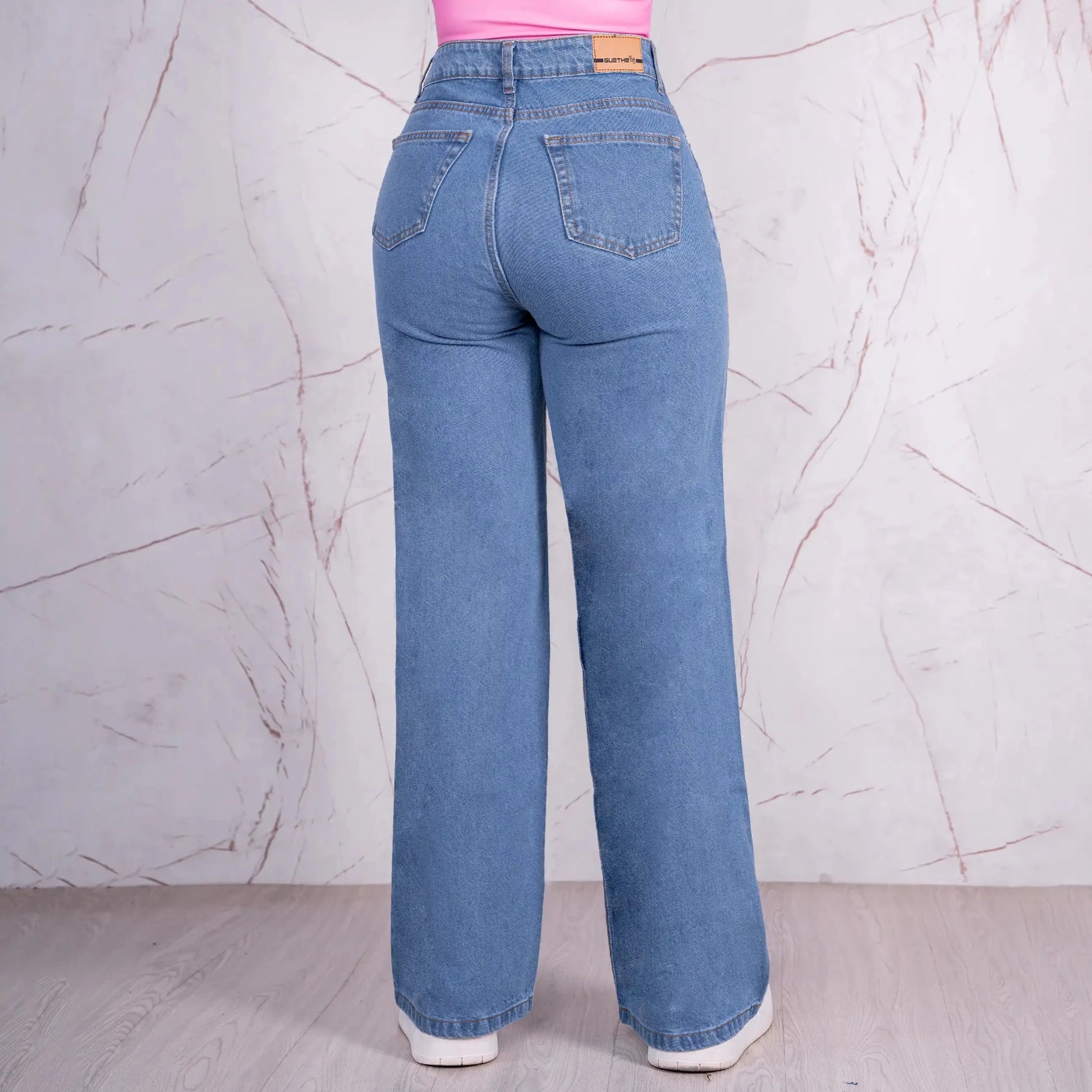 Jeans Bota Recta Rígido Mujer con Piedras Brillantes R5038 - Guethe08 | Fábrica de Jeans