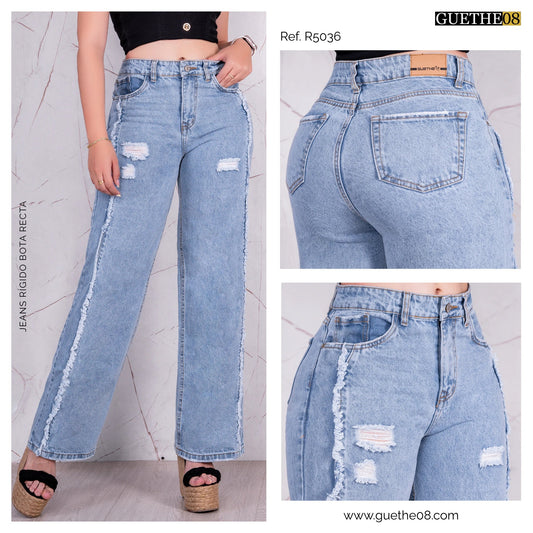 Jeans Bota Recta Rígido Mujer R5036 - Jeans Colombianos GUETHE08