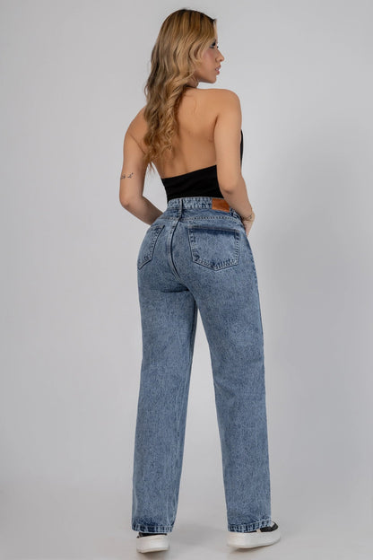 Jeans Bota Recta Rígido Mujer R5050 Corazones Bordados - Jeans Colombianos GUETHE08
