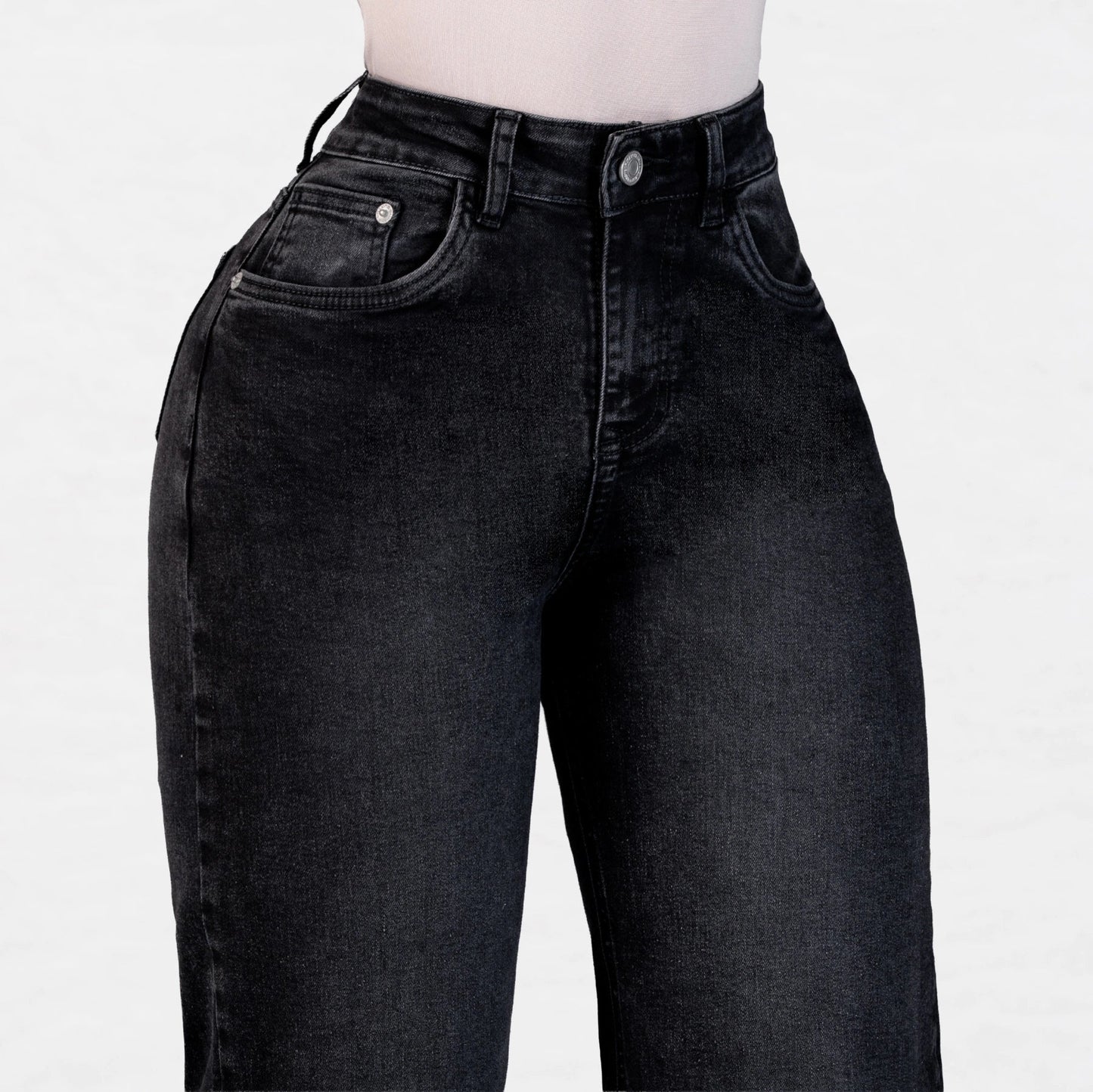 Jeans Bota Recta Strech Mujer Gris L6062 - Jeans Colombianos GUETHE08
