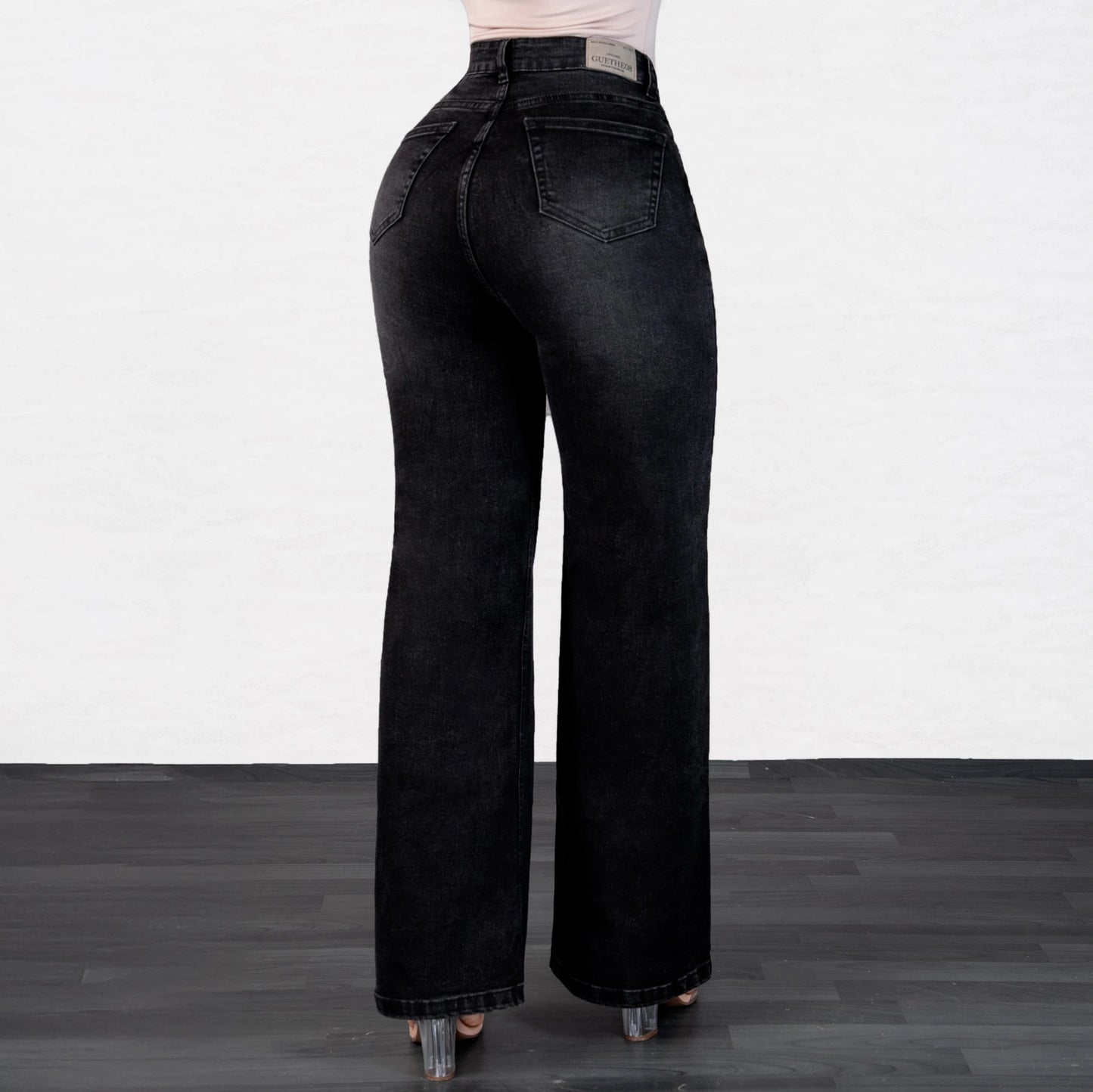 Jeans Bota Recta Strech Mujer Gris L6062 - Jeans Colombianos GUETHE08