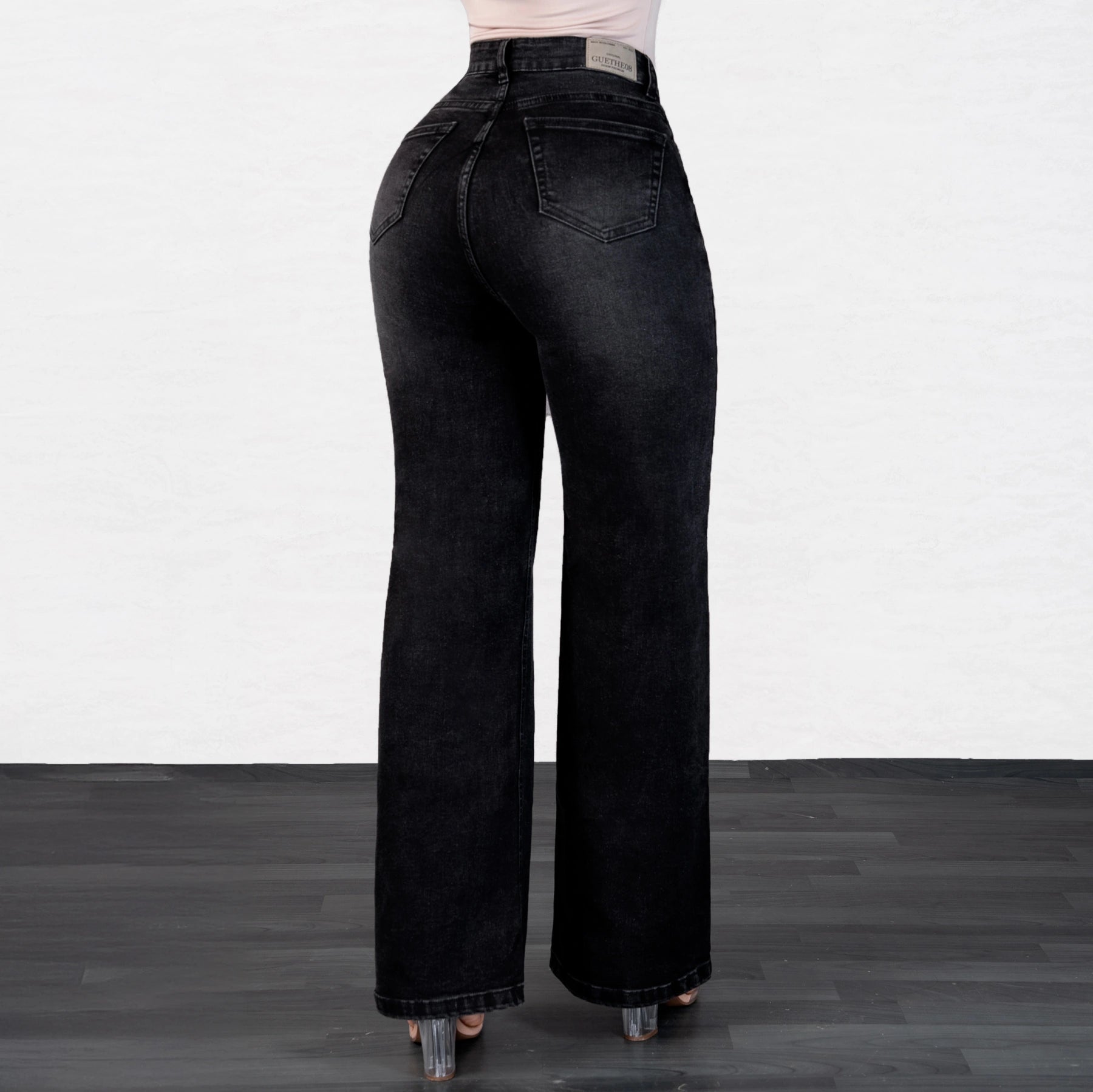 Jeans Bota Recta Strech Mujer Gris L6062 - Jeans Colombianos GUETHE08