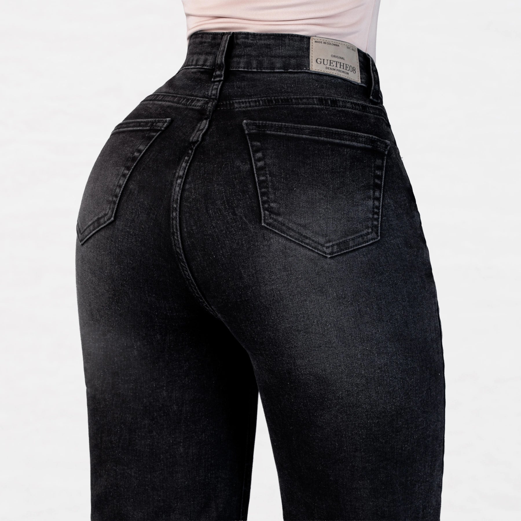 Jeans Bota Recta Strech Mujer Gris L6062 - Jeans Colombianos GUETHE08