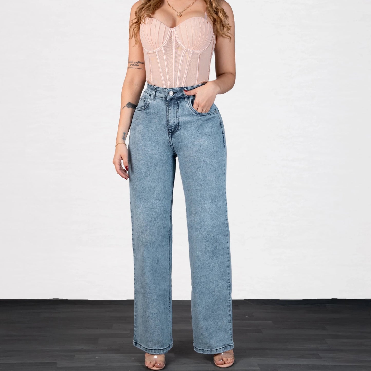 Jeans Bota Recta Strech Mujer L6064 - Jeans Colombianos GUETHE08