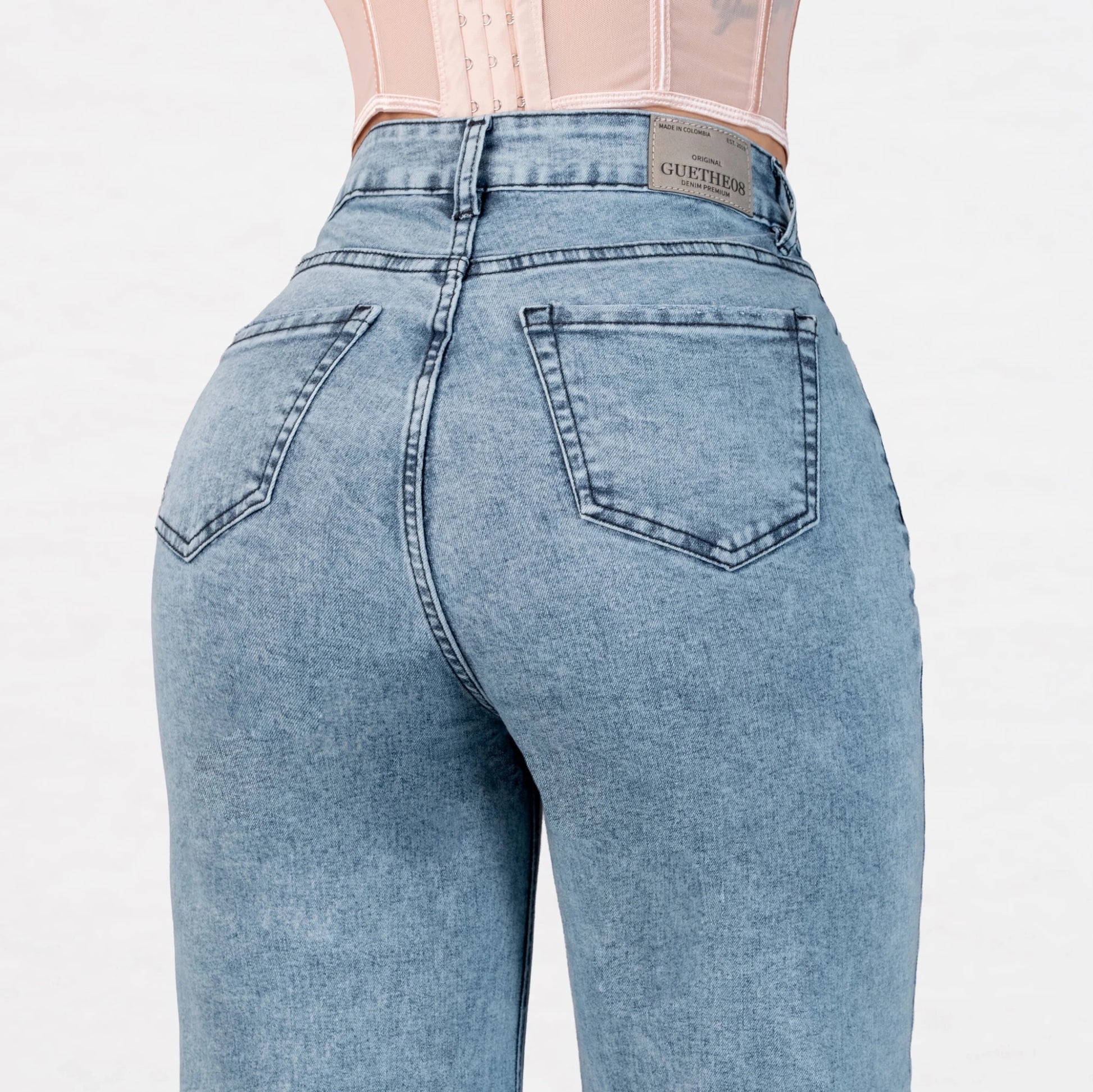 Jeans Bota Recta Strech Mujer L6064 - Jeans Colombianos GUETHE08