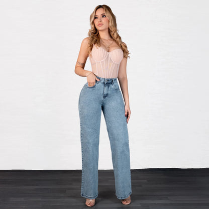 Jeans Bota Recta Strech Mujer L6064 - Jeans Colombianos GUETHE08