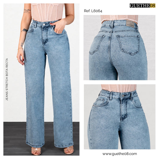 Jeans Bota Recta Strech Mujer L6064 - Jeans Colombianos GUETHE08