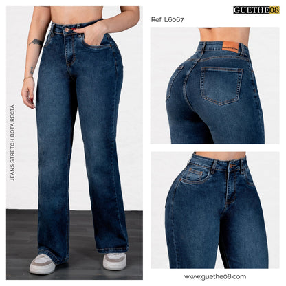 Jeans Bota Recta Strech Mujer L6067 - Jeans Colombianos GUETHE08