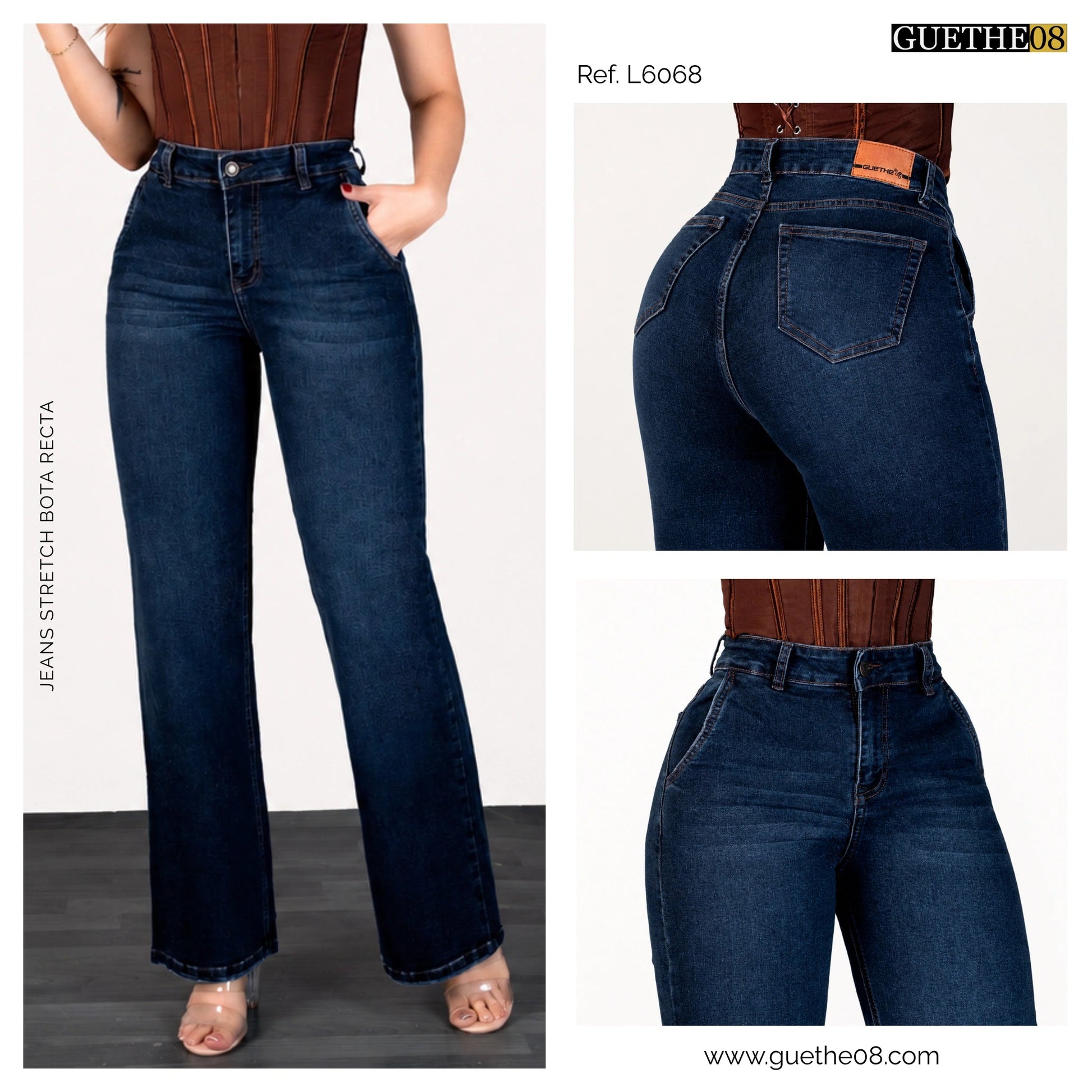 Jeans Bota Recta Strech Mujer L6068 - Jeans Colombianos GUETHE08
