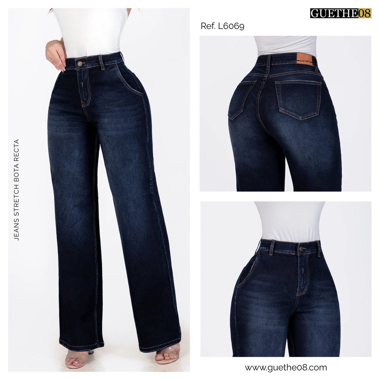 Jeans Bota Recta Strech Mujer L6069 - Jeans Colombianos GUETHE08