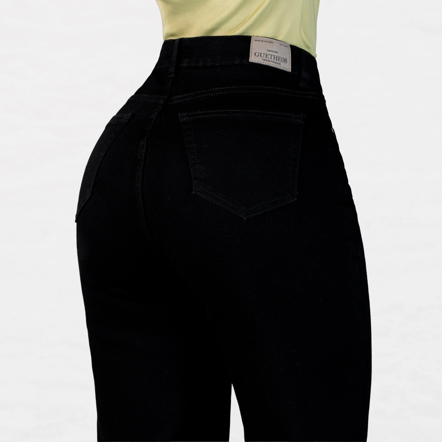 Jeans Bota Recta Strech Mujer Negro L6063 - Jeans Colombianos GUETHE08