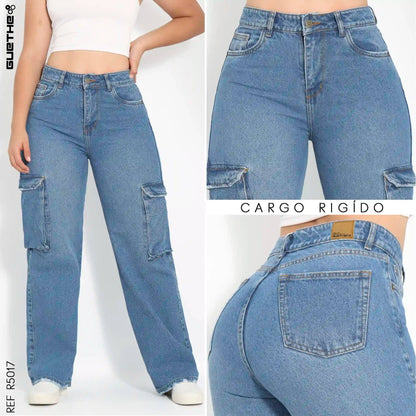 Jeans Cargo Rígido Mujer R5017 - Guethe08 | Fábrica de Jeans