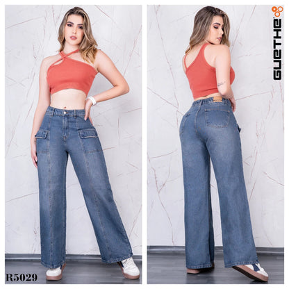 Jeans Palazzo Cargo Rígido Mujer R5029 - Guethe08 | Fábrica de Jeans