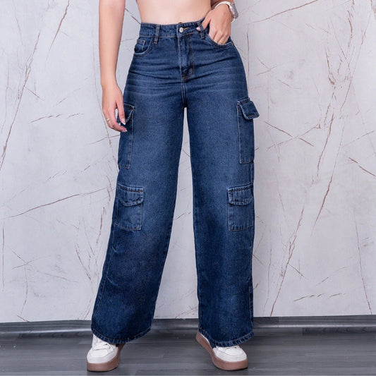 Jeans Palazzo Cargo Rígido Mujer R5030 - Guethe08 | Fábrica de Jeans